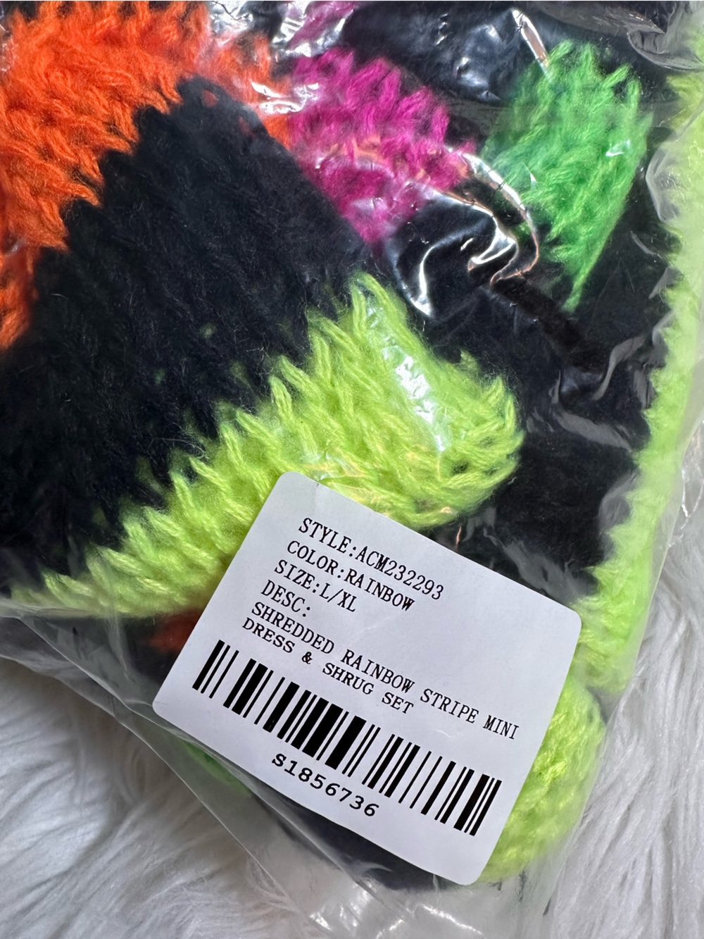 Dolls Kill • Current Mood Tough Tendencies Neon Rainbow Stripe Dress & Shrug Set - Picture 15 of 16